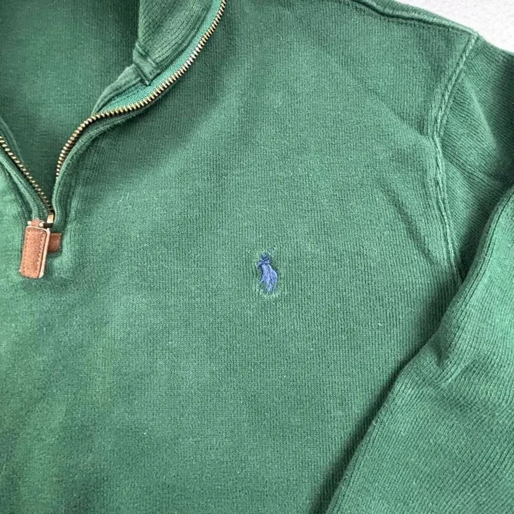 Polo Ralph Lauren Quarter Zip Sweatshirt Men’s L Green Pullover